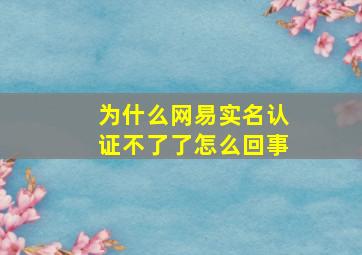 为什么网易实名认证不了了怎么回事