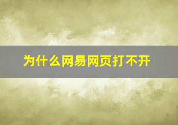 为什么网易网页打不开