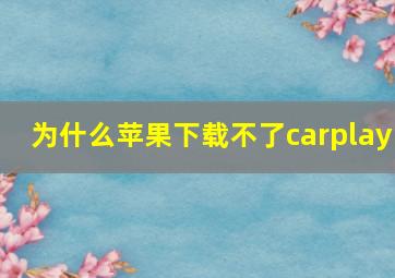 为什么苹果下载不了carplay