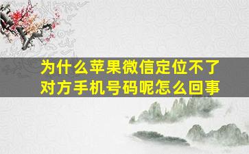 为什么苹果微信定位不了对方手机号码呢怎么回事