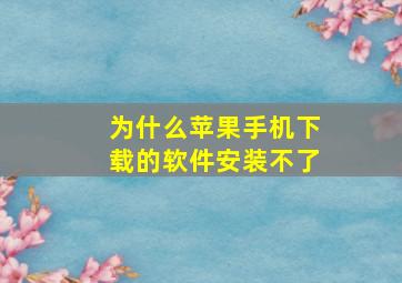 为什么苹果手机下载的软件安装不了