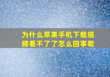 为什么苹果手机下载视频看不了了怎么回事呢