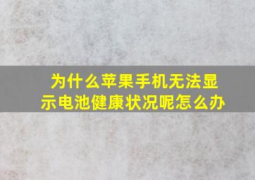 为什么苹果手机无法显示电池健康状况呢怎么办