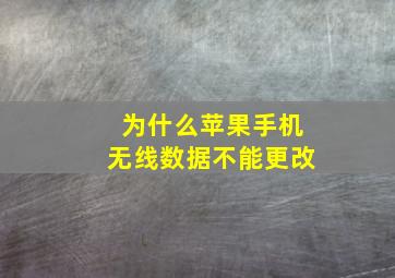 为什么苹果手机无线数据不能更改