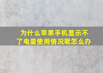 为什么苹果手机显示不了电量使用情况呢怎么办