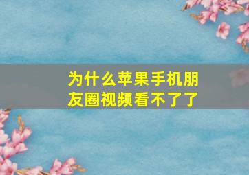 为什么苹果手机朋友圈视频看不了了