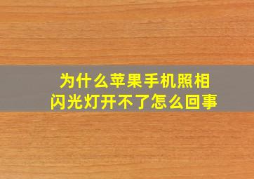 为什么苹果手机照相闪光灯开不了怎么回事