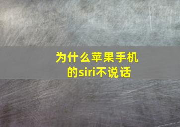 为什么苹果手机的siri不说话