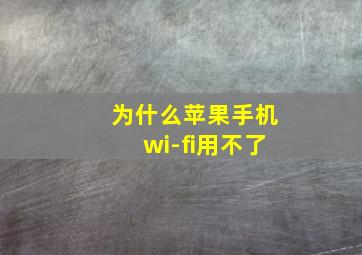 为什么苹果手机wi-fi用不了