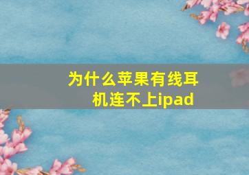 为什么苹果有线耳机连不上ipad