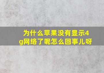 为什么苹果没有显示4g网络了呢怎么回事儿呀