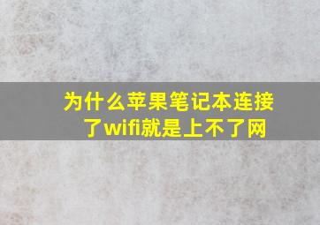 为什么苹果笔记本连接了wifi就是上不了网