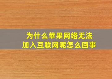 为什么苹果网络无法加入互联网呢怎么回事