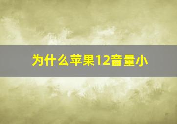 为什么苹果12音量小