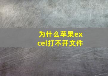 为什么苹果excel打不开文件