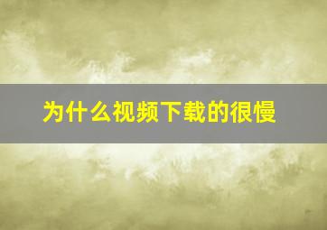 为什么视频下载的很慢