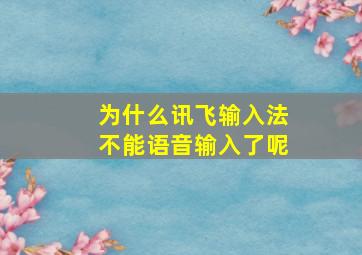 为什么讯飞输入法不能语音输入了呢