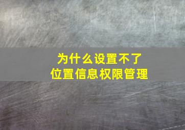 为什么设置不了位置信息权限管理