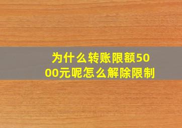 为什么转账限额5000元呢怎么解除限制