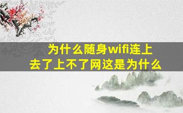 为什么随身wifi连上去了上不了网这是为什么