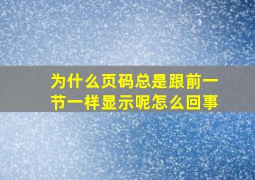 为什么页码总是跟前一节一样显示呢怎么回事