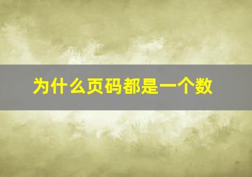 为什么页码都是一个数