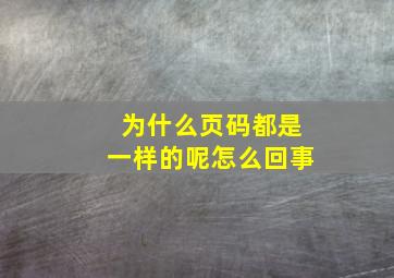 为什么页码都是一样的呢怎么回事