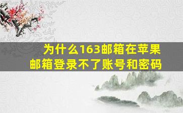 为什么163邮箱在苹果邮箱登录不了账号和密码