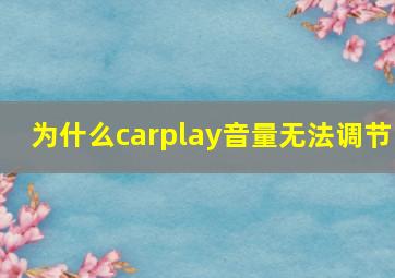 为什么carplay音量无法调节