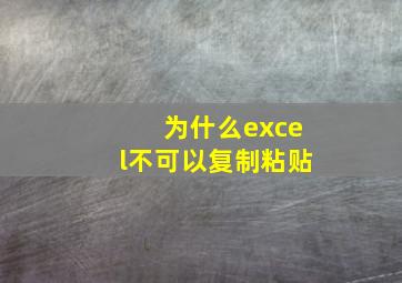 为什么excel不可以复制粘贴