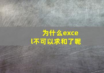 为什么excel不可以求和了呢