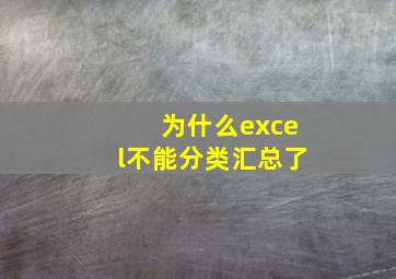 为什么excel不能分类汇总了