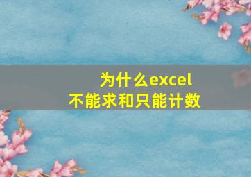 为什么excel不能求和只能计数