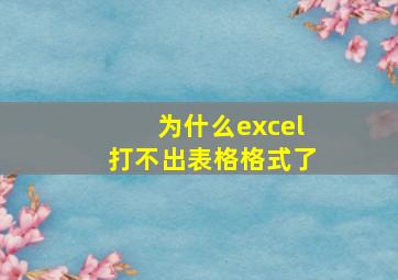 为什么excel打不出表格格式了