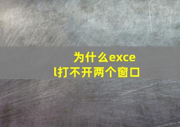 为什么excel打不开两个窗口