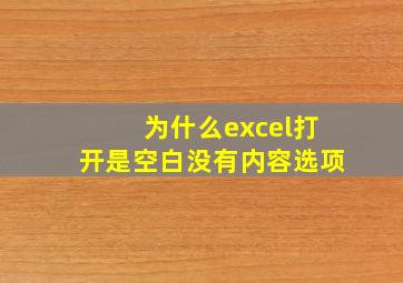 为什么excel打开是空白没有内容选项