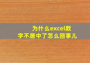 为什么excel数字不居中了怎么回事儿