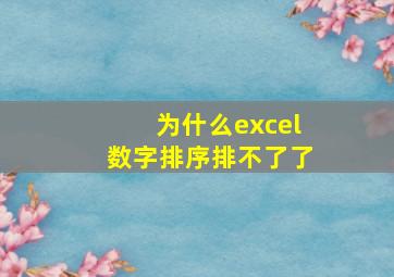 为什么excel数字排序排不了了