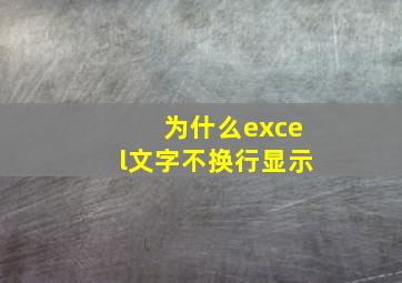 为什么excel文字不换行显示