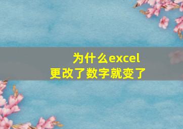 为什么excel更改了数字就变了