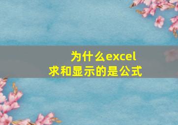 为什么excel求和显示的是公式