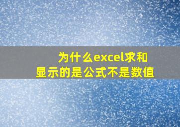 为什么excel求和显示的是公式不是数值