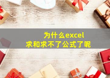 为什么excel求和求不了公式了呢