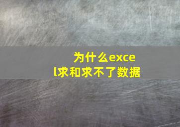 为什么excel求和求不了数据