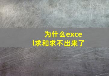 为什么excel求和求不出来了