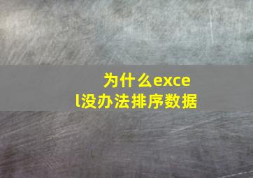 为什么excel没办法排序数据