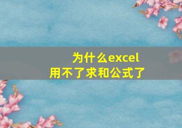 为什么excel用不了求和公式了