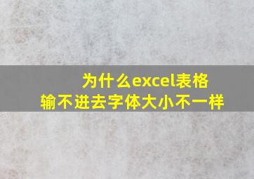 为什么excel表格输不进去字体大小不一样