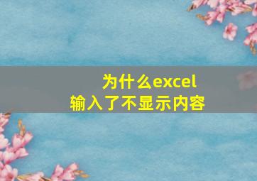 为什么excel输入了不显示内容