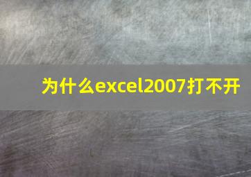 为什么excel2007打不开